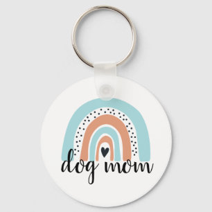 Dog Mom Rainbow Blue Peach Keychain