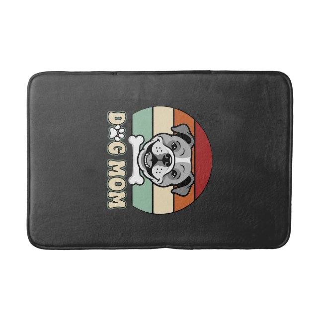 Dog Mom Retro Bulldog Vector Bath Mat (Front)