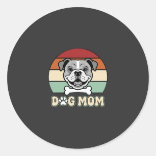 Dog Mom Retro Bulldog Vector Classic Round Sticker