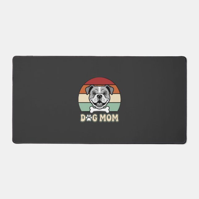 Dog Mom Retro Bulldog Vector Desk Mat (Front)