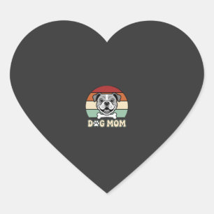 Dog Mom Retro Bulldog Vector Heart Sticker