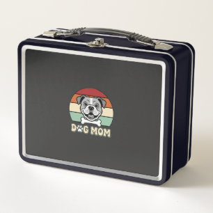 Dog Mom Retro Bulldog Vector Metal Lunch Box