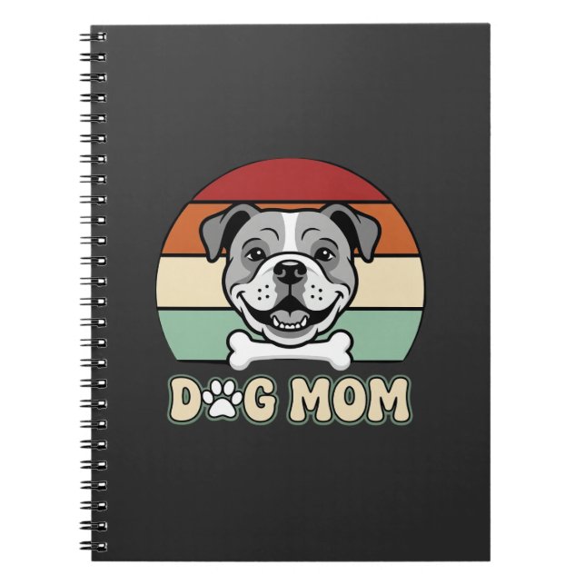 Dog Mom Retro Bulldog Vector Notebook (Front)