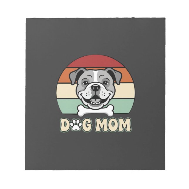 Dog Mom Retro Bulldog Vector Notepad (Front)