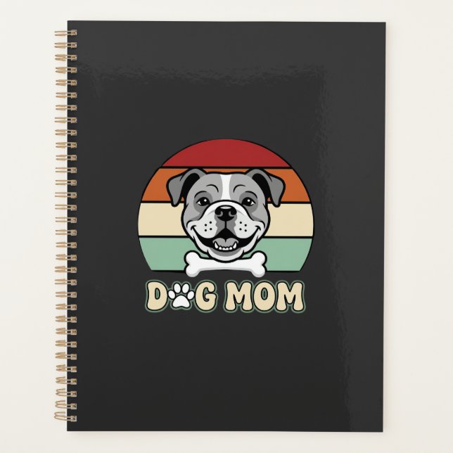Dog Mom Retro Bulldog Vector Planner (Front)