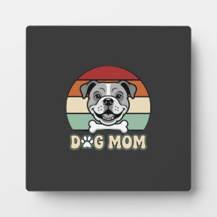 Dog Mom Retro Bulldog Vector Plaque