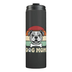 Dog Mom Retro Bulldog Vector Thermal Tumbler