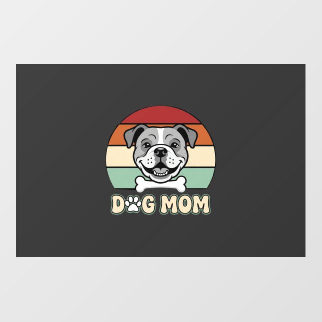 Dog Mom Retro Bulldog Vector Window Cling (Sheet)