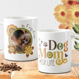 Dog Mom Retro Custom Name Photo  Coffee Mug