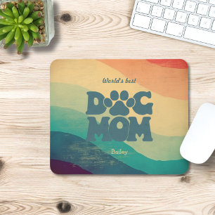 Dog Mom Retro Groovy Personalized Mouse Pad