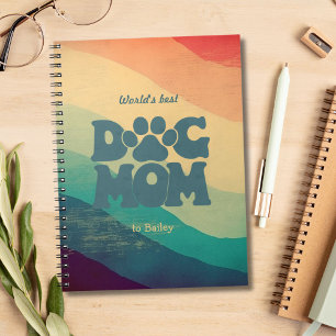Dog Mom Retro Groovy Personalized Notebook