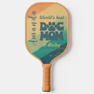Dog Mom Retro Groovy Personalized  Pickleball Paddle