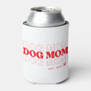 Dog Mom Retro Typography Custom Text Can Cooler