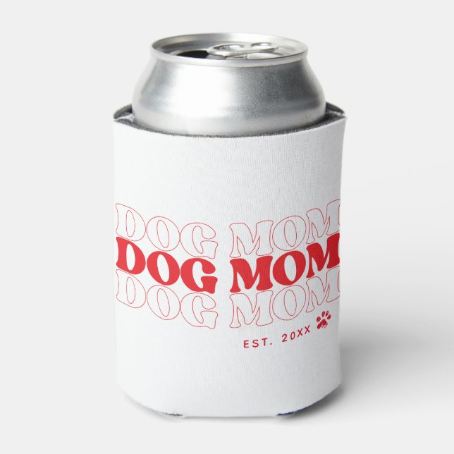 Dog Mom Retro Typography Custom Text Can Cooler (Can Front)