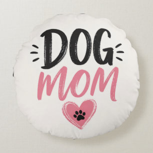 Dog mom round pillow