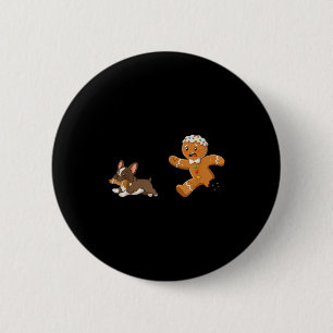 Dog Mom Shirt Gingerbread Chasing French Bulldog C 2 Inch Round Button