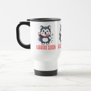 Dog Mom Siberian Husky Music Lover Karaoke  Travel Mug