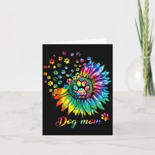 Dog Mom Spiral Dog Paws Prints Tie Dye Hippie Dog Card