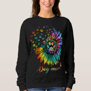 Dog Mom Spiral Dog Paws Prints Tie Dye, Hippie Dog Sweatshirt