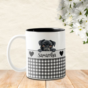 Dog Mom Watercolor Pug Custom Two-Tone Coffee Mug