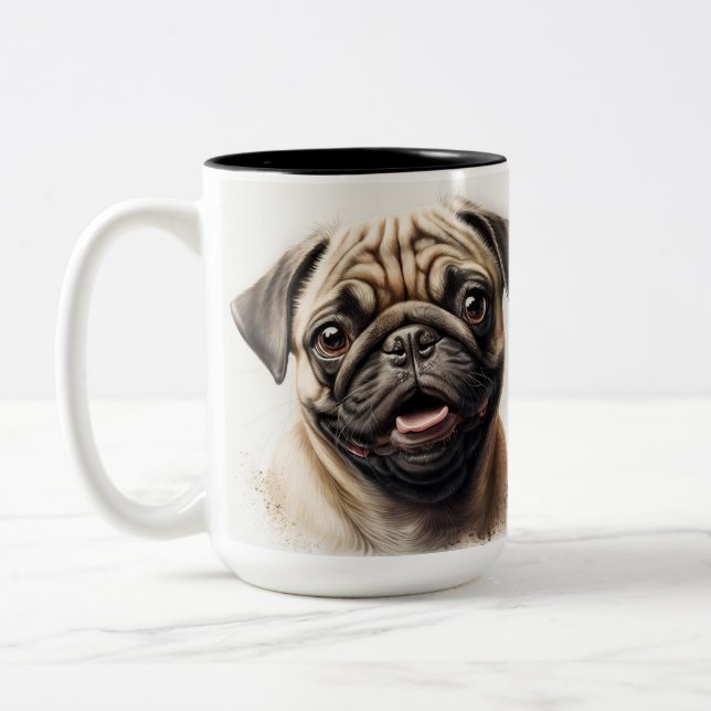 Dog Mom Wifey Modern Black Script White Womens Two-Tone Coffee Mug (Left)