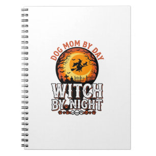 Dog Mom Witch By Night Vintage Halloween Shirt_1 Notebook