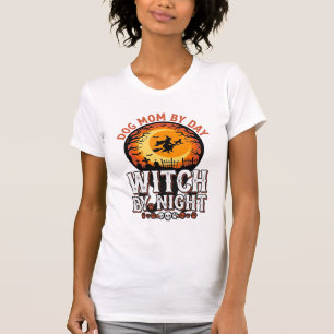 Dog Mom Witch By Night Vintage Halloween Shirt_1 T-Shirt