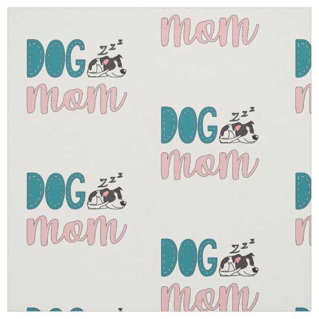 Dog mom with cute sleeping spotted dog fabric (Swatch)