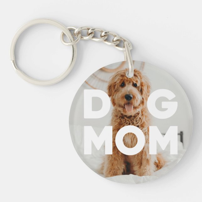 DOG MOM, Your Dog Photo Keychain (Front)
