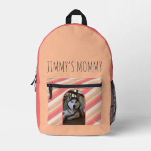 Dog Mommy Peach Arch Photo  Printed Backpack