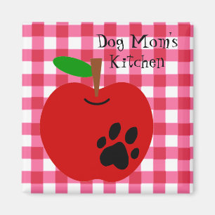 Dog Mom's Apple Fridge Magnet