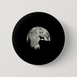 Dog Moon Howl In Forest Halloween Dog Frenchie 2 Inch Round Button
