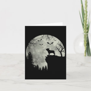 Dog Moon Howl In Forest Halloween Dog Frenchie  Card