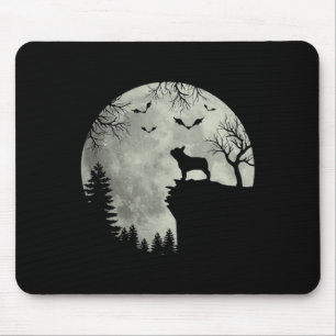 Dog Moon Howl In Forest Halloween Dog Frenchie Mouse Pad