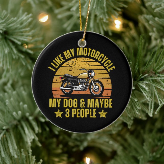 Dog Motorcycle Ceramic Ornament (Tree)