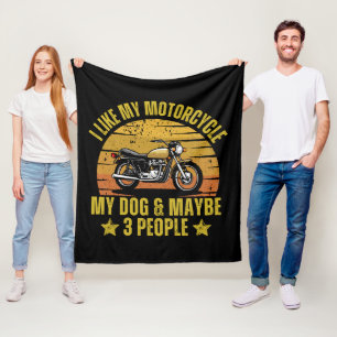 Dog Motorcycle Fleece Blanket