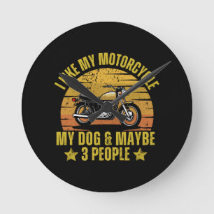 Dog Motorcycle Round Clock