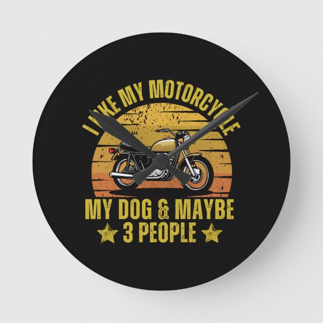 Dog Motorcycle Round Clock (Front)