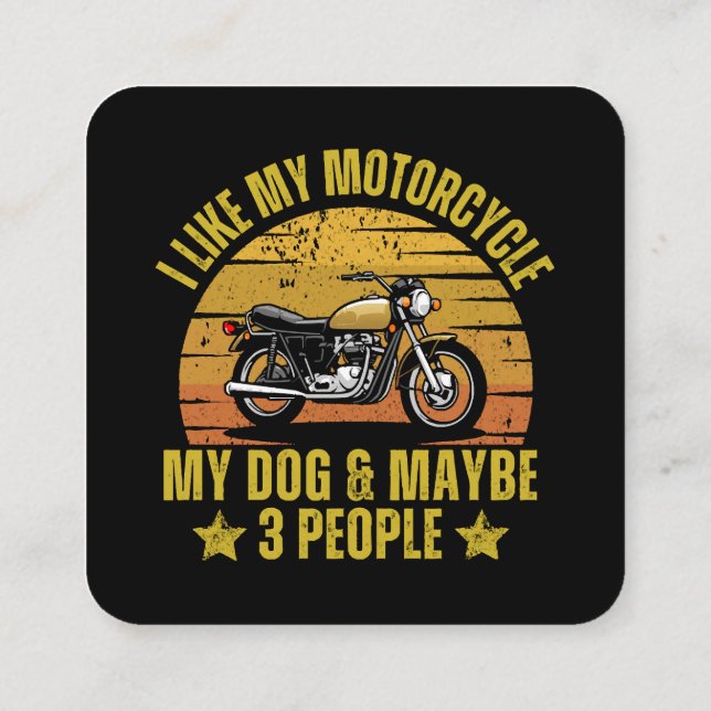 Dog Motorcycle Square Business Card (Back)