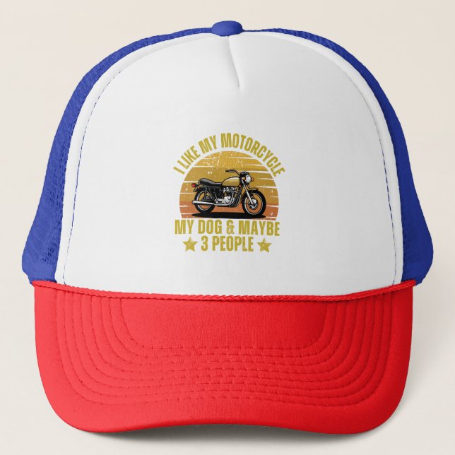 Dog Motorcycle Trucker Hat (Front)