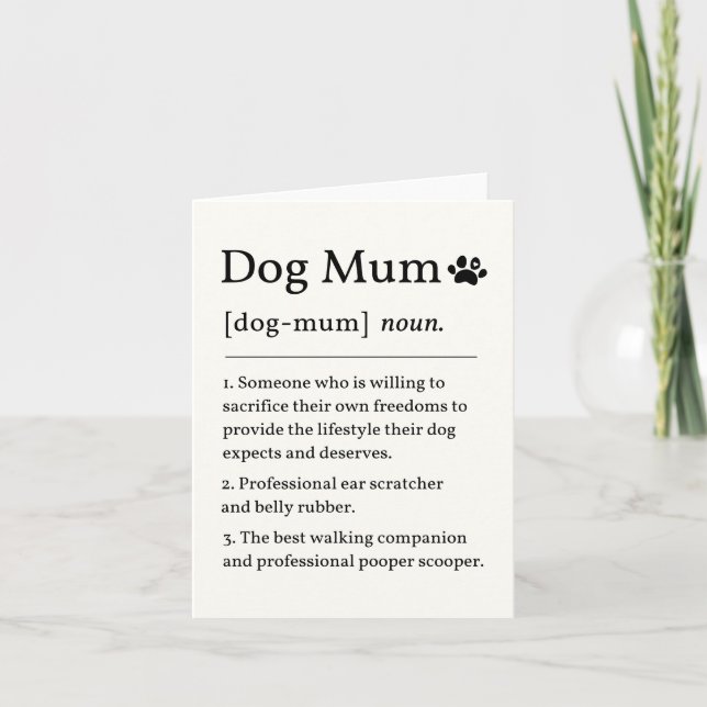 Dog Mum Definition Card (Front)
