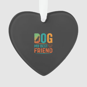 Dog My Best Friend Retro Design Ornament
