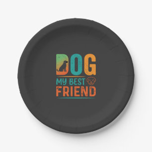 Dog My Best Friend Retro Design Paper Plate
