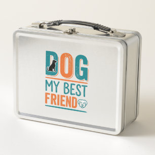 Dog My Best Friend Vintage Dog Lover Shirt Design_ Metal Lunch Box