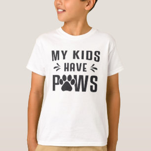 Dog My Kids Have Paws Dogs Pet Puppy Vintage Funny T-Shirt