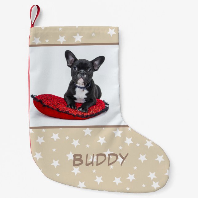 Dog Name Photo Personalized Bulldog Puppy Small Christmas Stocking (Front)