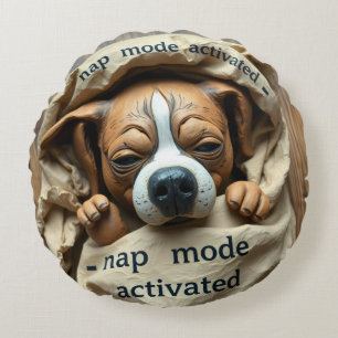 Dog Nap Mode Activated is a cute and funny design Round Pillow