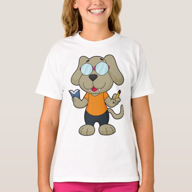 Dog Nerd Book Glasses T-Shirt (Front)