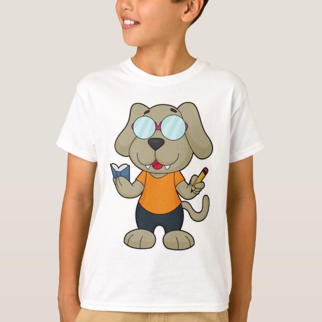 Dog Nerd Book Glasses T-Shirt (Front)