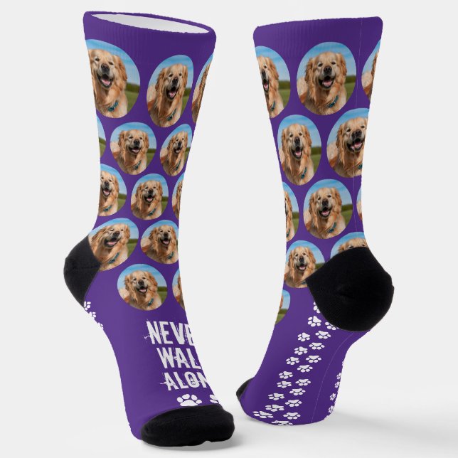 Dog Never Walk Alone Personalized Pet Photo Socks (Angled)